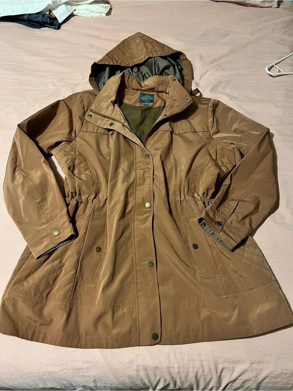 Saint John's Bay Active Hooded Trench Coat in Brown